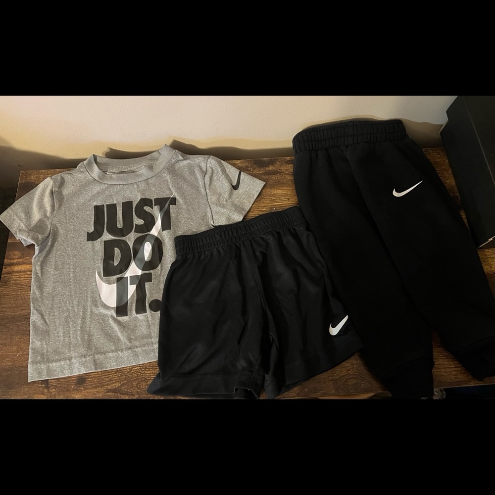 Nike Gray and Black Kids Outfit Set